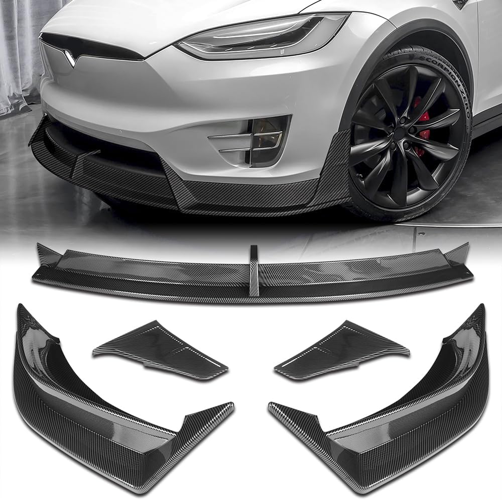 5PCS Carbon Painted Front Bumper Lip Spoiler Splitter Body Kit